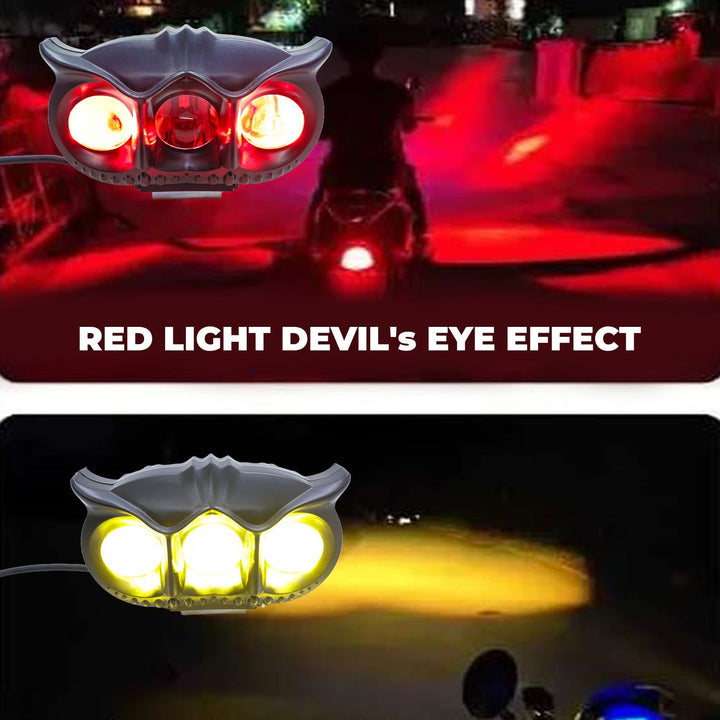 HJG - LED OWL FOG LIGHT YELLOW/WHITE & RED DEVIL EYE | 3-COLOUR MODE WITH FLASHING PATTERN (Pack of 1)
