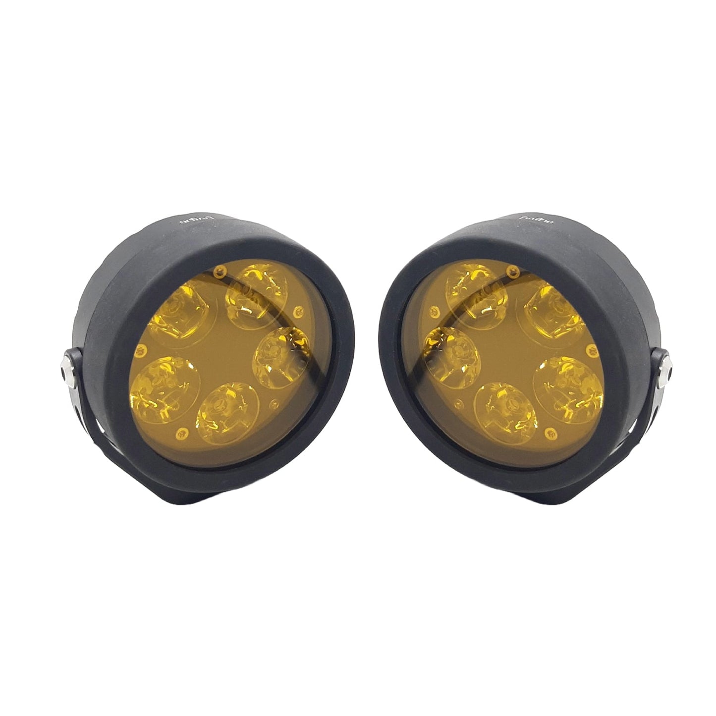 HJG - 90W ROUND 5-LED ROUND WHITE FOG LIGHTS WITH YELLOW CAP (Pack of 2)