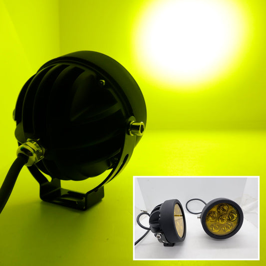 HJG - 60W ROUND 6 LED FOG LIGHTS WITH YELLOW CAP (Pack of 2)