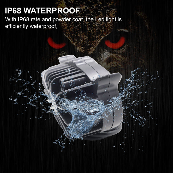 HJG - LED OWL FOG LIGHT YELLOW/WHITE & RED DEVIL EYE | 3-COLOUR MODE WITH FLASHING PATTERN (Pack of 1)