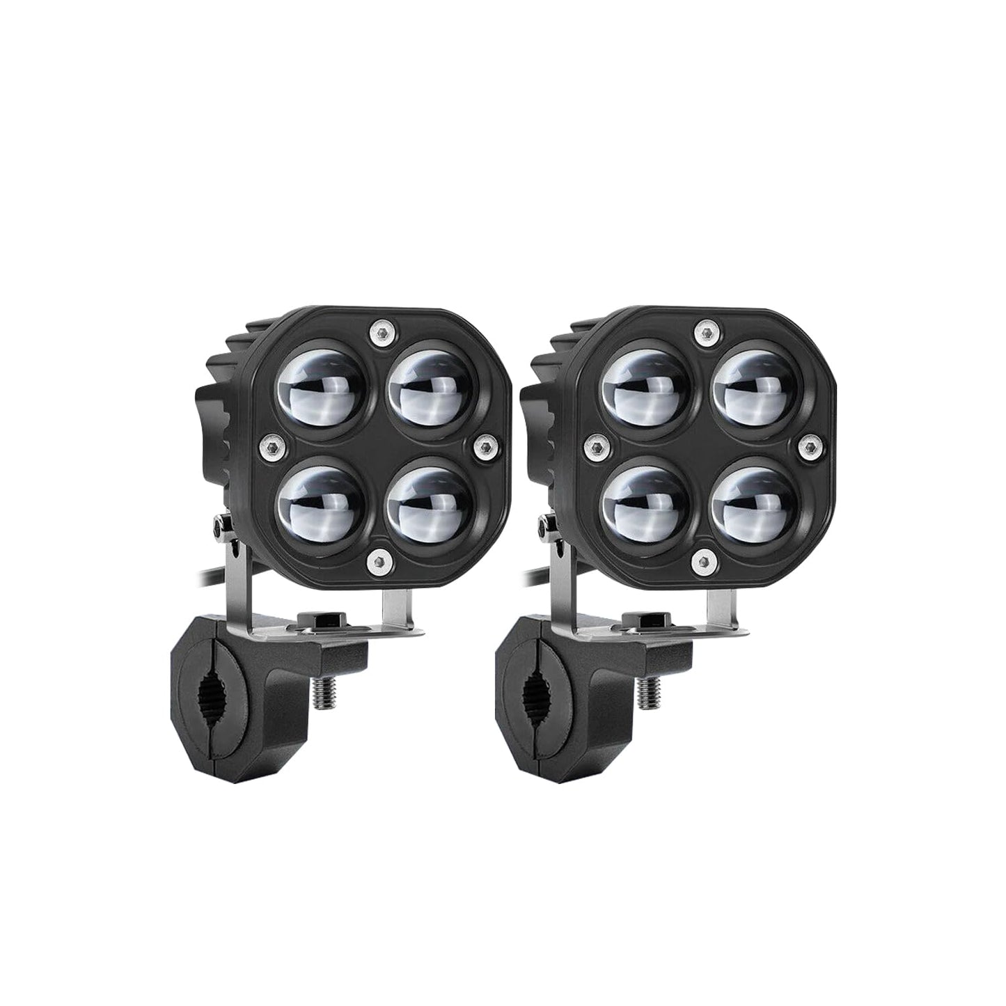 HJG - 40W 4 LED PROJECTOR FOG LIGHTS – WITH 2 DIFFERENT LIGHTING MODES 4000LM WITH CLAMP (WHITE & YELLOW) PACK OF 2