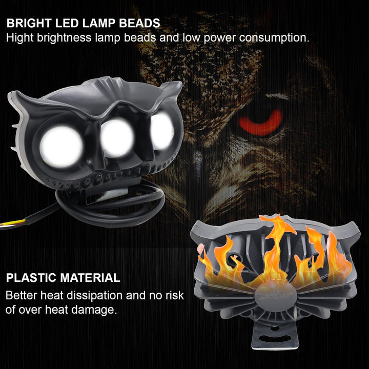 HJG - LED OWL FOG LIGHT YELLOW/WHITE & RED DEVIL EYE | 3-COLOUR MODE WITH FLASHING PATTERN (Pack of 1)