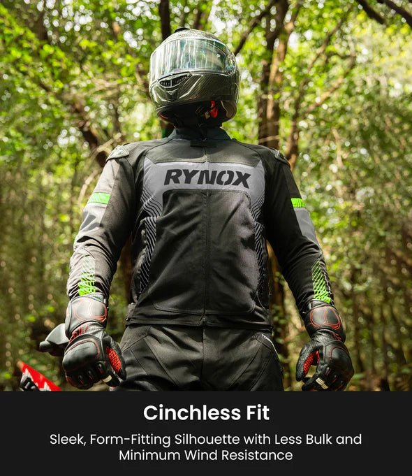 RYNOX - APEX EVO JACKET - CE CERTIFIED CLASS AA - BLACK HI-VIZ GREEN