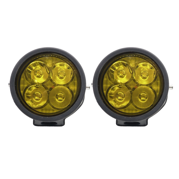 HJG - 40W ROUND 4 LED FOG LIGHTS WITH YELLOW CAP (Pack of 2)