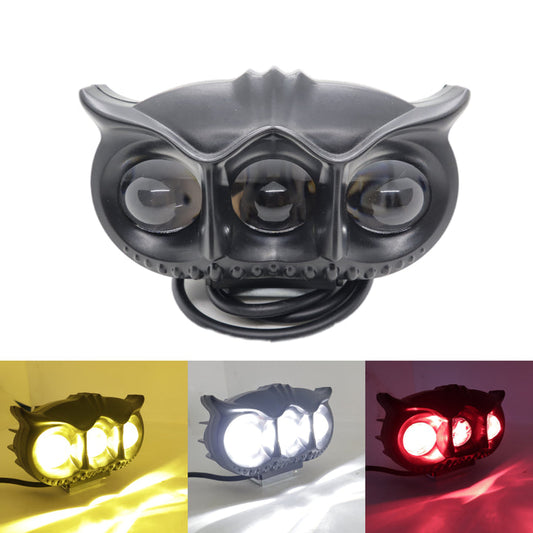 HJG - LED OWL FOG LIGHT YELLOW/WHITE & RED DEVIL EYE | 3-COLOUR MODE WITH FLASHING PATTERN (Pack of 1)