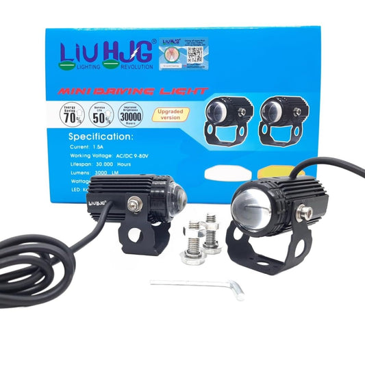 HJG - MINI DRIVE LED FOG LIGHT BULB LAMP FOR CARS & MOTORCYCLES DUAL COLOUR (WHITE & YELLOW) WITH COOLING FAN 2PCS