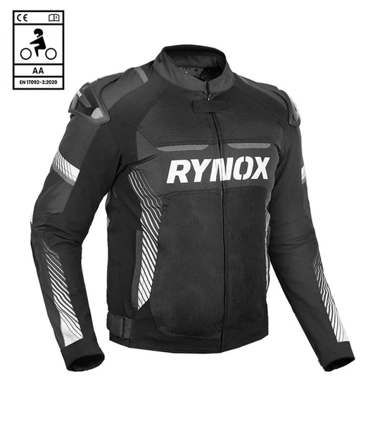 RYNOX - APEX EVO JACKET - CE CERTIFIED CLASS AA - BLACK WHITE
