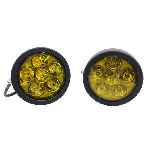 HJG - 60W ROUND 6 LED FOG LIGHTS WITH YELLOW CAP (Pack of 2)
