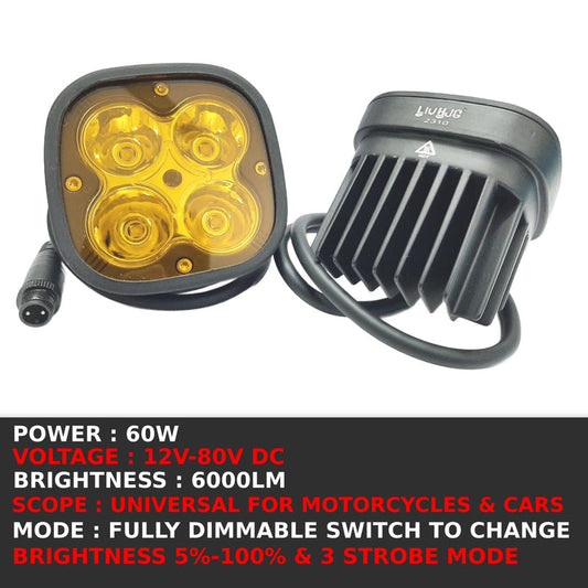 HJG - 60W LED FOG LIGHTS WITH YELLOW LENS CAP (Pack of 2)
