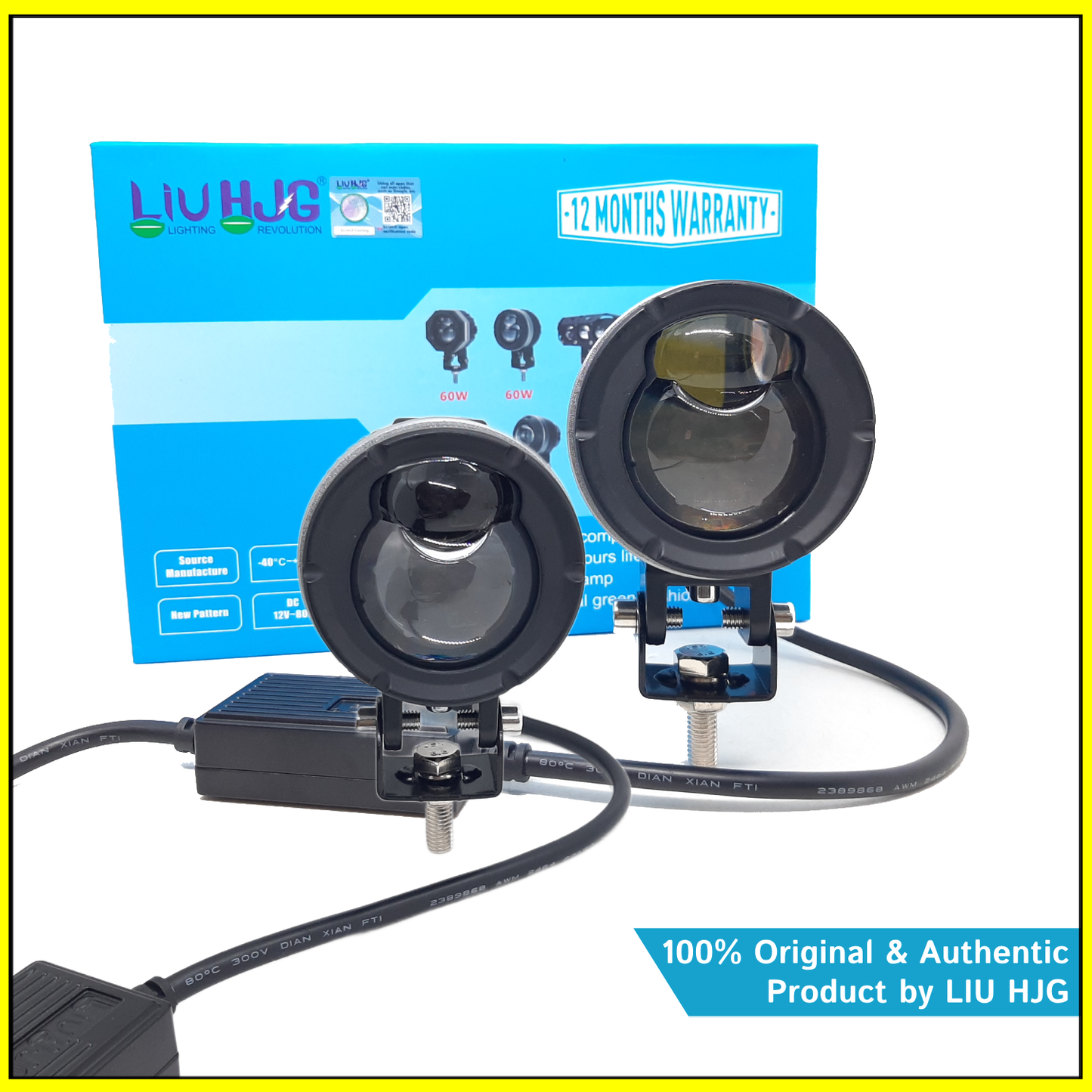 HJG - 60W DUAL LENS YELLOW/WHITE FOG LIGHTS WITH LOW/HIGH BEAM