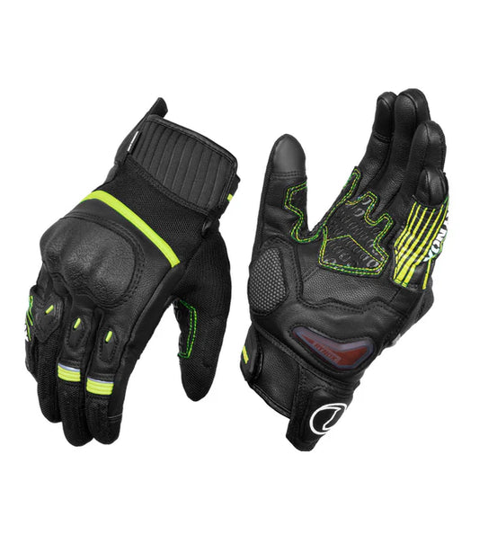 RYNOX - TORNADO PRO 4 GLOVES - BLACK HI-VIZ GREEN