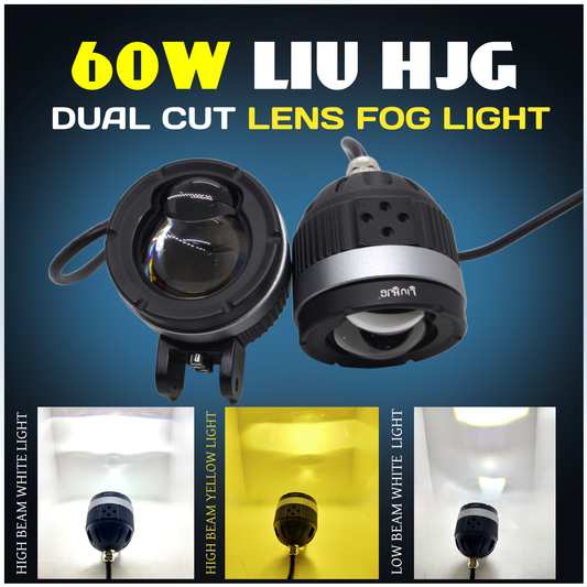 HJG - 60W DUAL LENS YELLOW/WHITE FOG LIGHTS WITH LOW/HIGH BEAM
