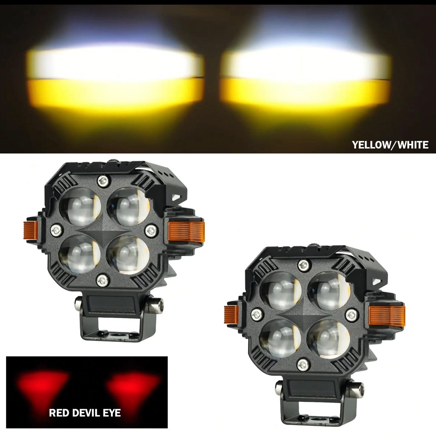 HJG - S-65 LED FOG LIGHT DUAL-COLOUR YELLOW/WHITE