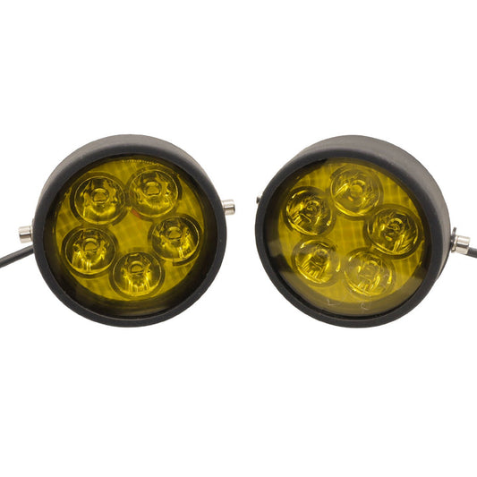 HJG - 50W ROUND 5-LED WHITE FOG LIGHTS WITH YELLOW CAP (Pack of 2)