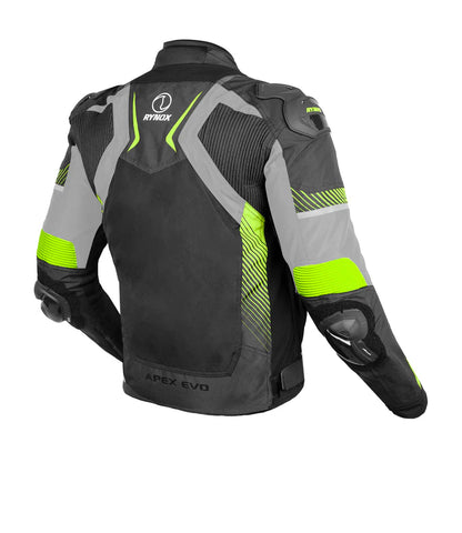 RYNOX - APEX EVO JACKET - CE CERTIFIED CLASS AA - BLACK HI-VIZ GREEN