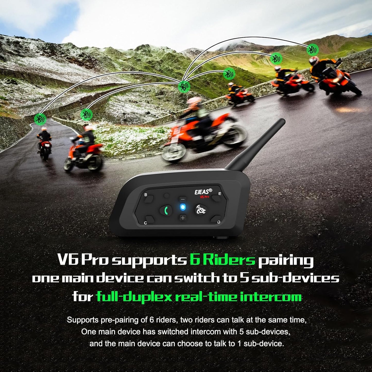 EJEAS - V6 PRO PLUS MULTI RIDER HELMET INTERCOM COMBO (2 QTY)