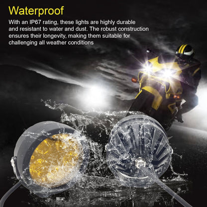 HJG - 90W ROUND 5-LED ROUND WHITE FOG LIGHTS WITH YELLOW CAP (Pack of 2)
