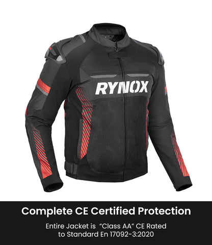 RYNOX - APEX EVO JACKET - CE CERTIFIED CLASS AA - BLACK RED