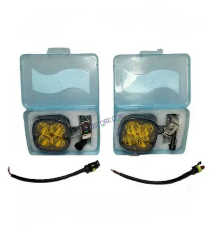 HJG - 4 LED CREE 60W FOG LIGHTS AUXILIARY LIGHTS FOR ALL MOTORCYCLES WITH YELLOW FILTER CAPS (2PCS)