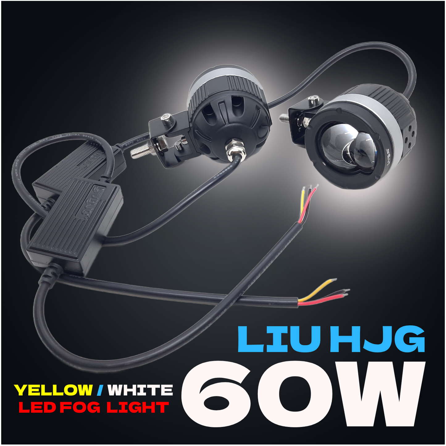 HJG - 60W DUAL LENS YELLOW/WHITE FOG LIGHTS WITH LOW/HIGH BEAM