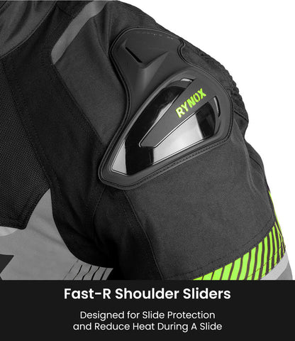 RYNOX - APEX EVO JACKET - CE CERTIFIED CLASS AA - BLACK HI-VIZ GREEN