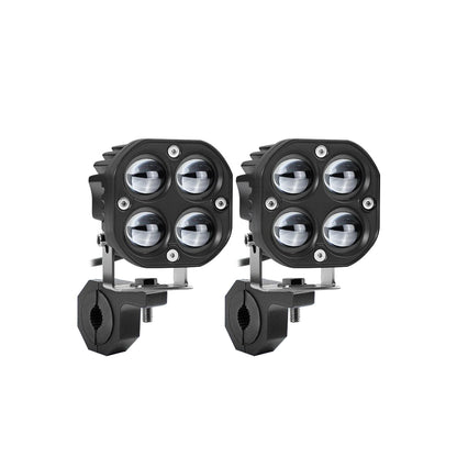 HJG - 40W 4 LED PROJECTOR FOG LIGHTS – WITH 2 DIFFERENT LIGHTING MODES 4000LM WITH CLAMP (WHITE & YELLOW) PACK OF 2