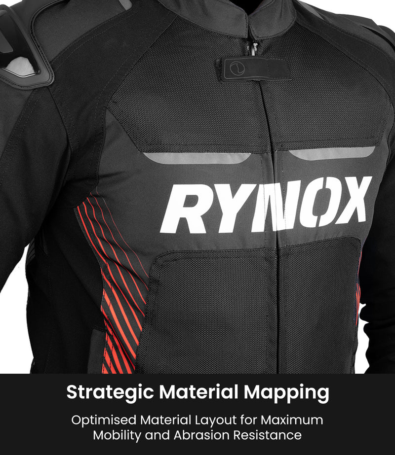 RYNOX - APEX EVO JACKET - CE CERTIFIED CLASS AA - BLACK RED