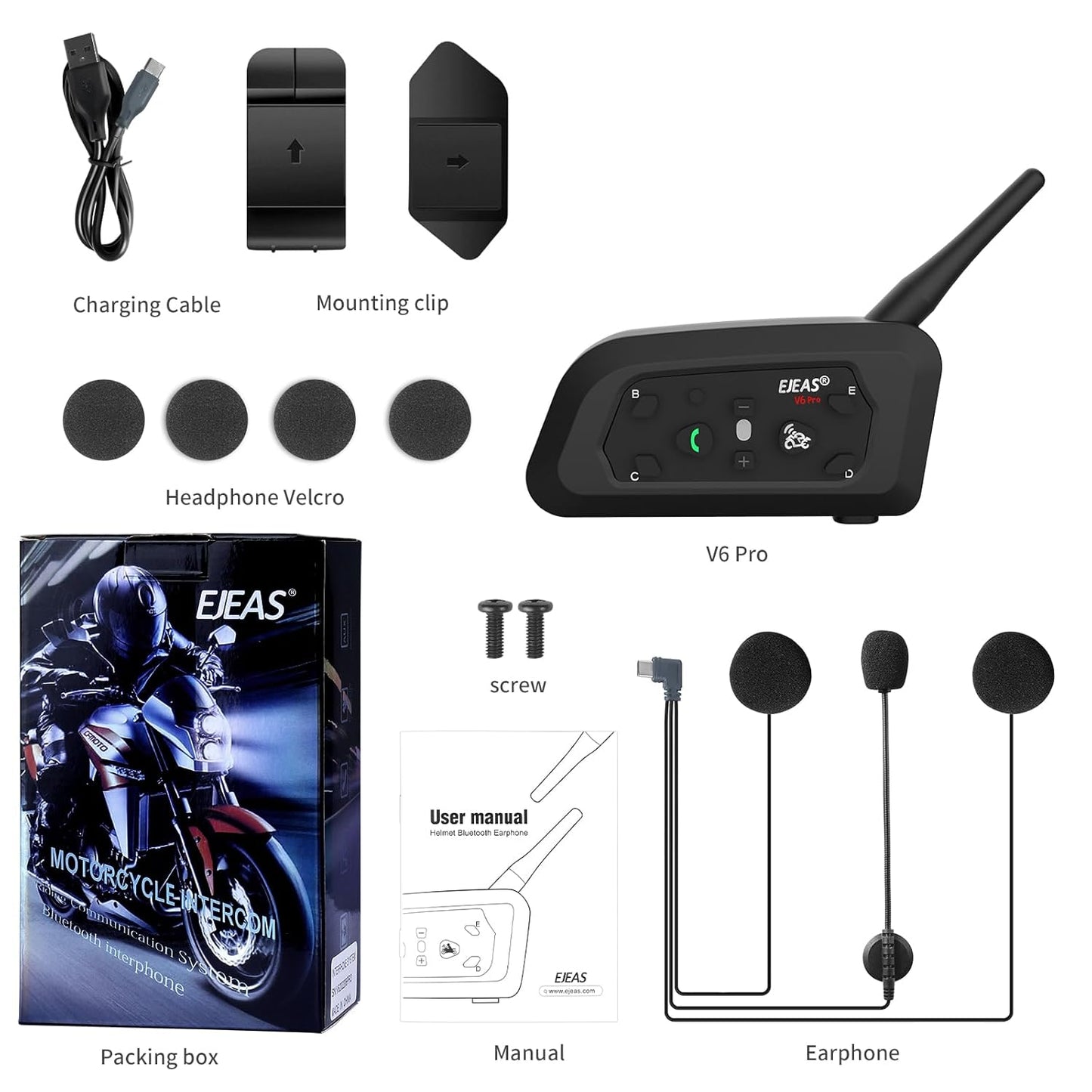 EJEAS - V6 PRO PLUS MULTI RIDER HELMET INTERCOM COMBO (2 QTY)