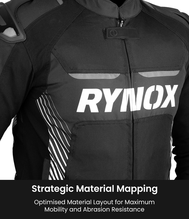 RYNOX - APEX EVO JACKET - CE CERTIFIED CLASS AA - BLACK WHITE