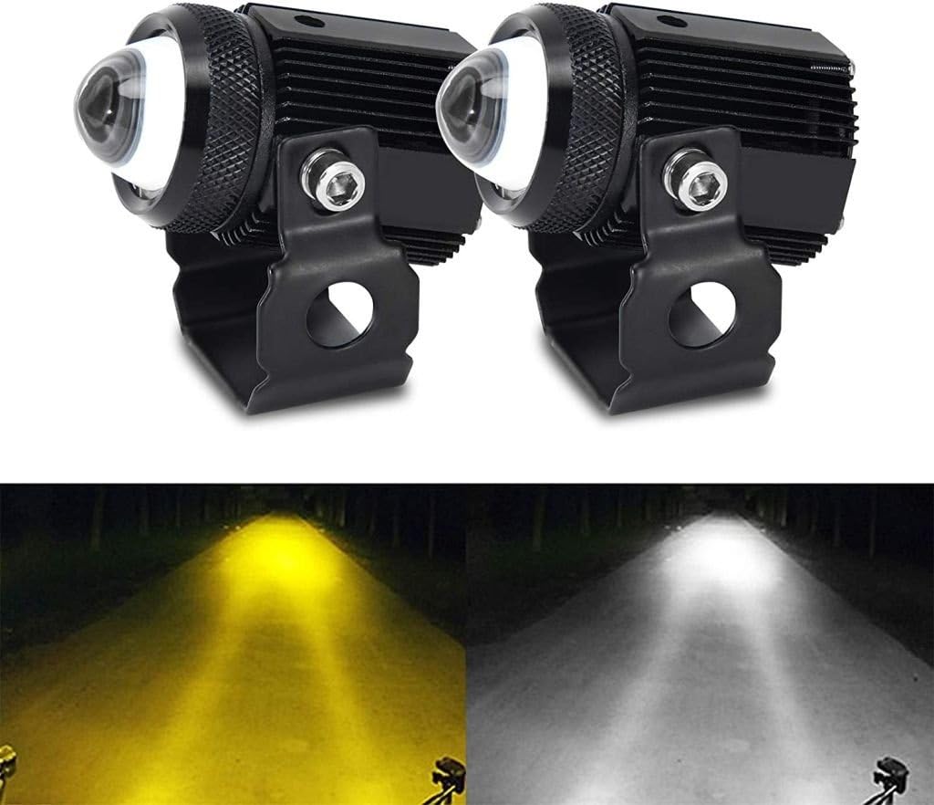 HJG - MINI DRIVE LED FOG LIGHT BULB LAMP FOR CARS & MOTORCYCLES DUAL COLOUR (WHITE & YELLOW) WITH COOLING FAN 2PCS