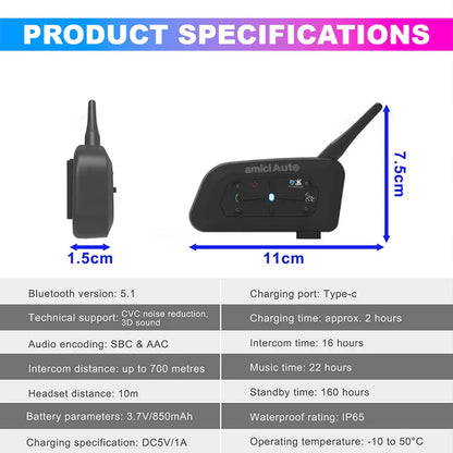 EJEAS - V7 MULTI RIDER BLUETOOTH HELMET INTERCOM