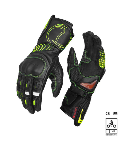 Rynox - ADVENTO PRO GLOVES - Black Hi-Viz Green
