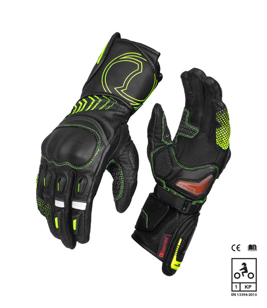 Rynox - ADVENTO PRO GLOVES - Black Hi-Viz Green