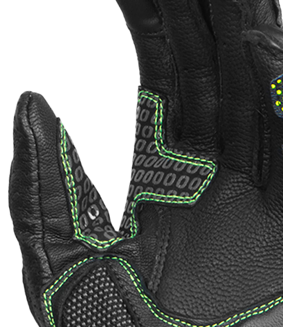 Rynox - ADVENTO PRO GLOVES - Black Hi-Viz Green
