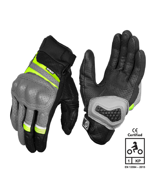 Rynox - AIR GT GLOVES - Grey Hi-Viz Green